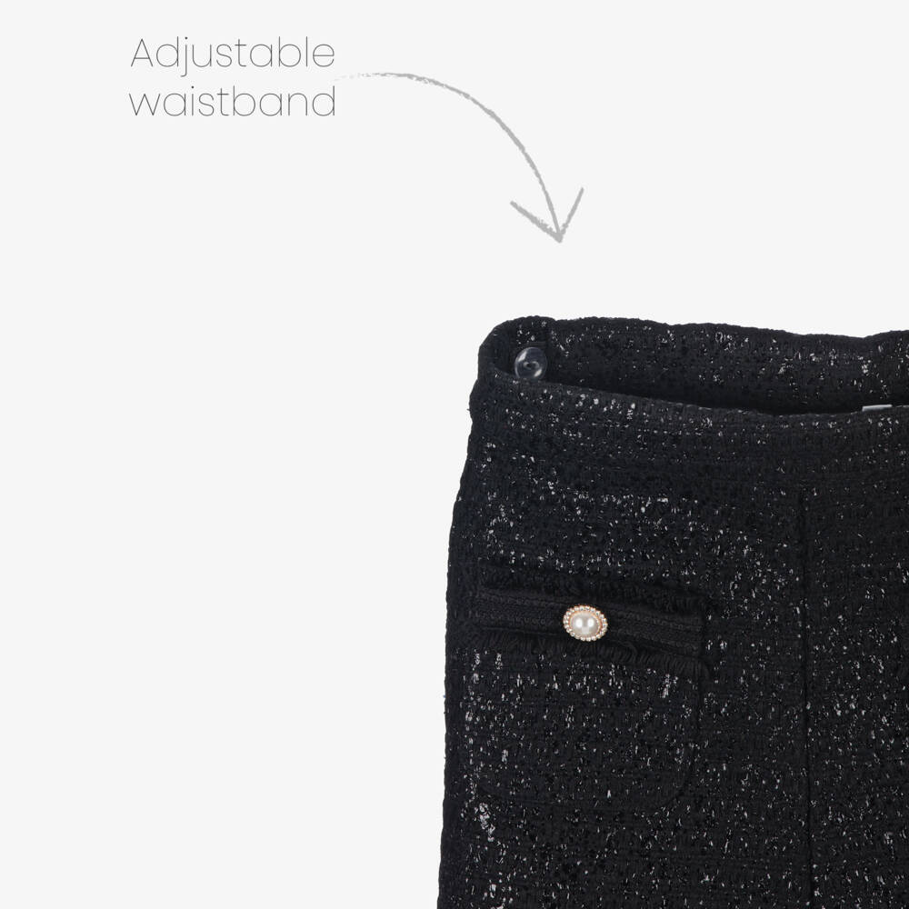 Patachou-بنطلون تويد أسود براق للبنات | Childrensalon Outlet