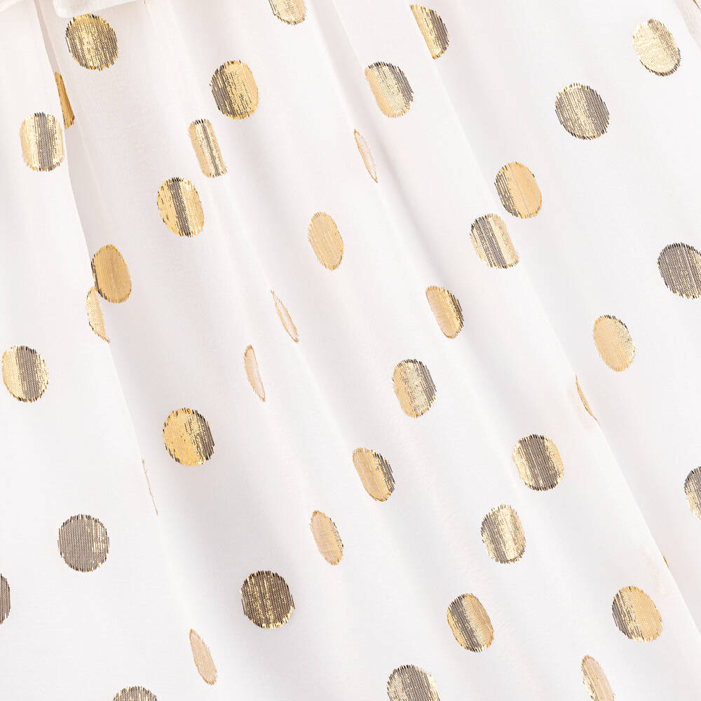 Patachou-Girls Silk Chiffon Gold Dot Dress | Childrensalon Outlet