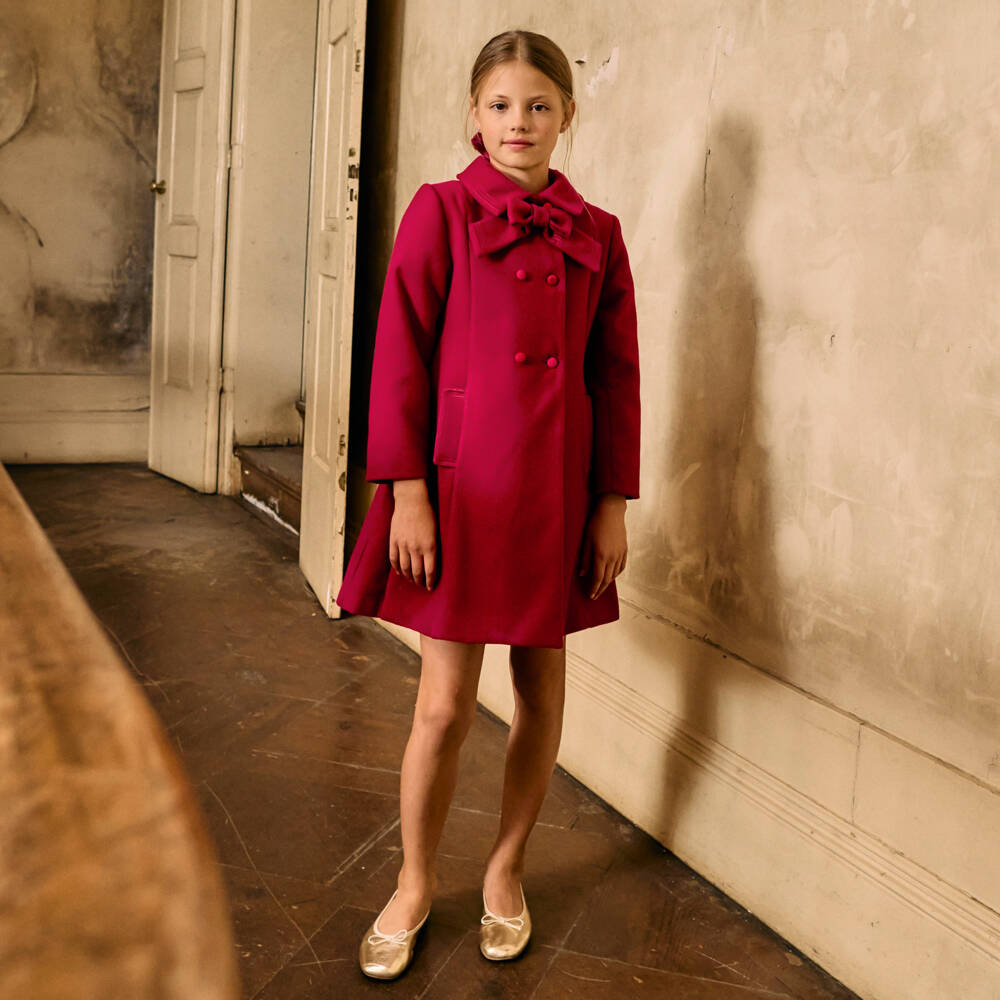 Patachou-Элегантное красное пальто из фетра для девочек | Childrensalon Outlet