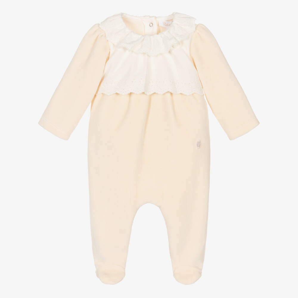 Patachou-Мягкий бежевый велюровый комбинезон для девочек | Childrensalon Outlet