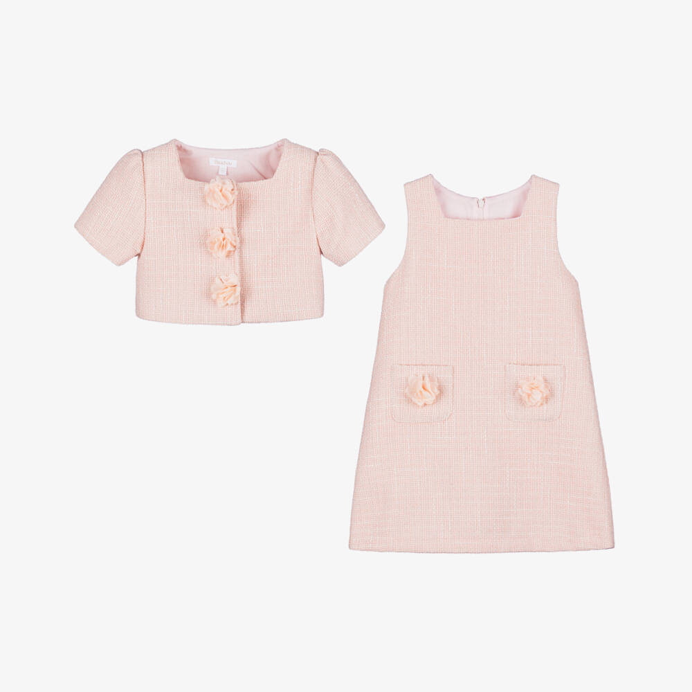 Patachou-Girls Soft Blush Tweed Ensemble | Childrensalon Outlet