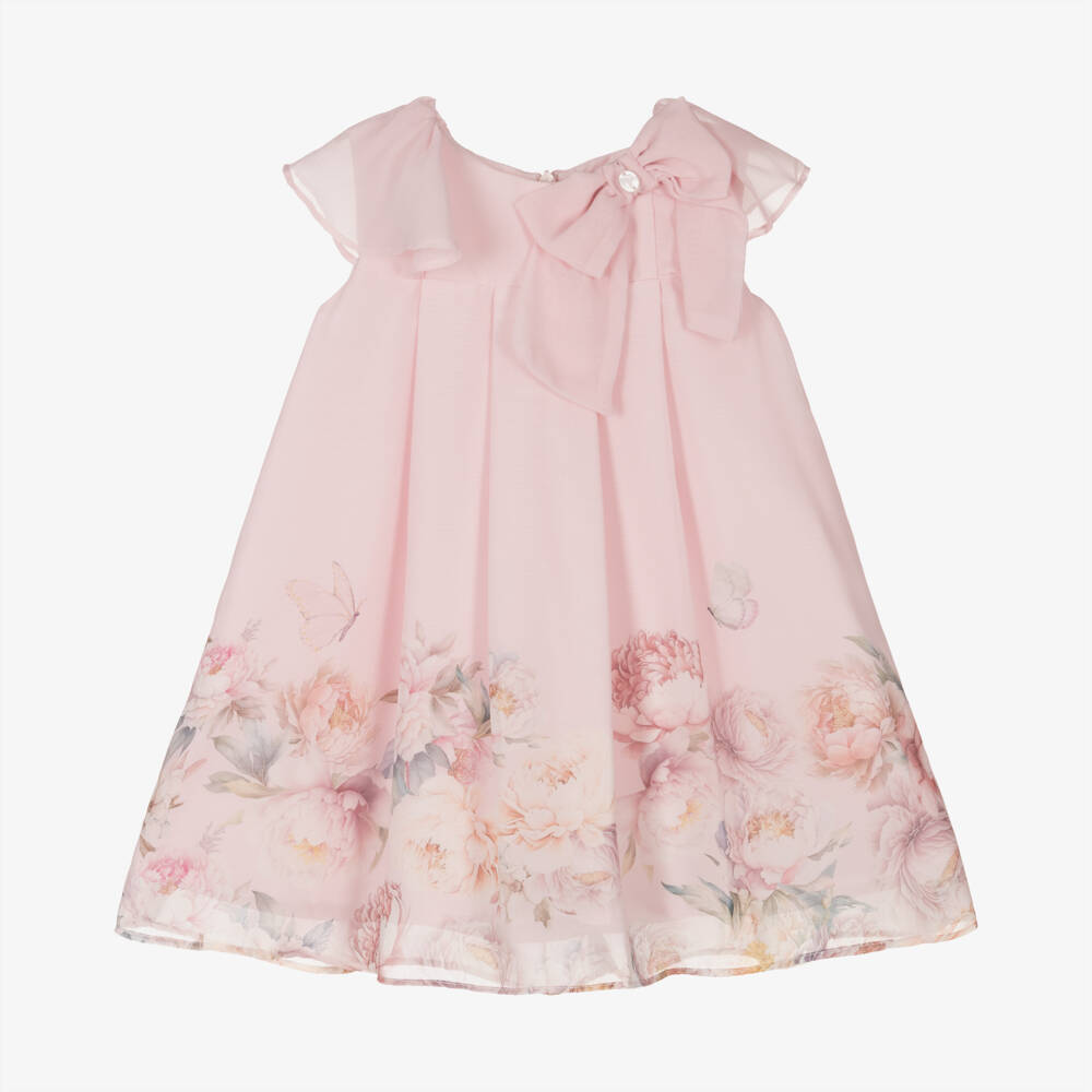 Patachou-Girls Soft Pink Blossom Chiffon Dress | Childrensalon Outlet