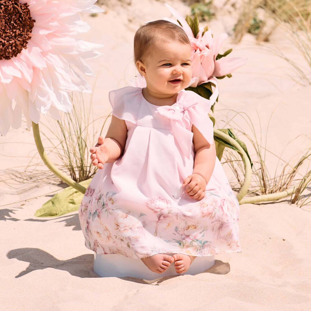 Patachou-Girls Soft Pink Blossom Chiffon Dress | Childrensalon Outlet