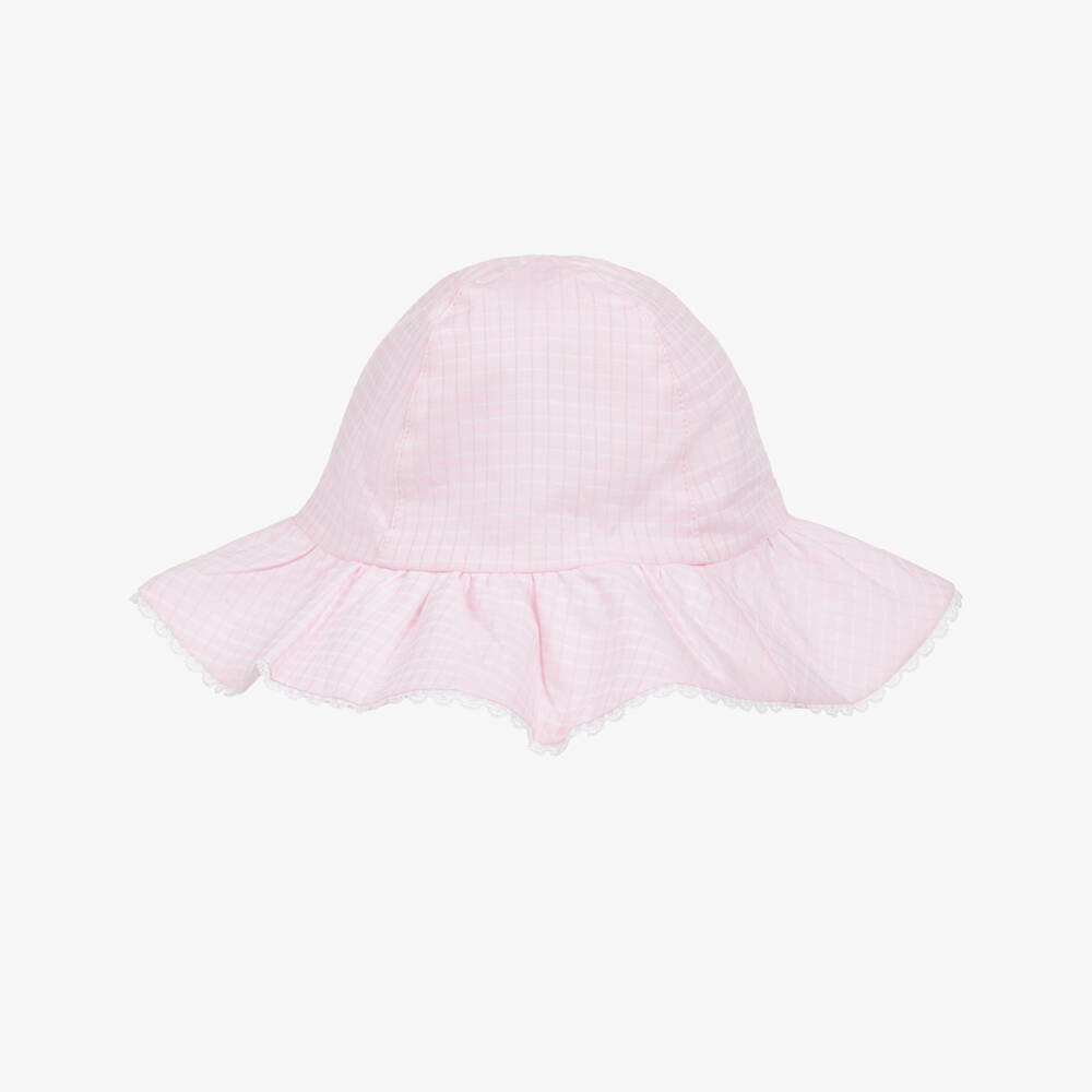 Patachou-Girls Soft Pink Bow Sun Hat | Childrensalon Outlet