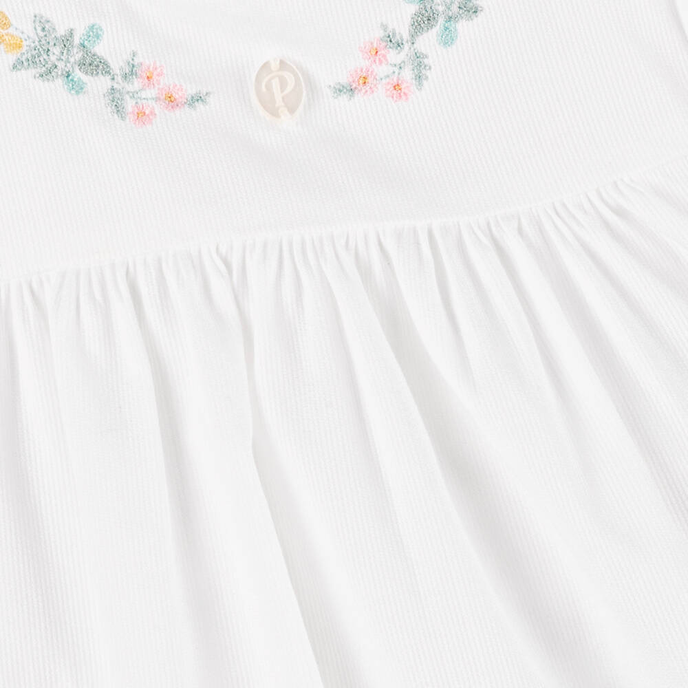 Patachou-Мягкое белое платье с цветочным узором для девочек | Childrensalon Outlet