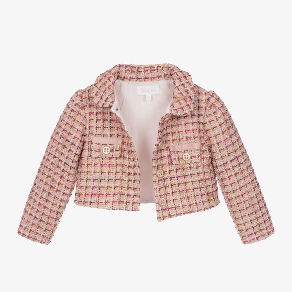 Patachou-Girls Sparkle Woven Jacket in Pink | Childrensalon Outlet