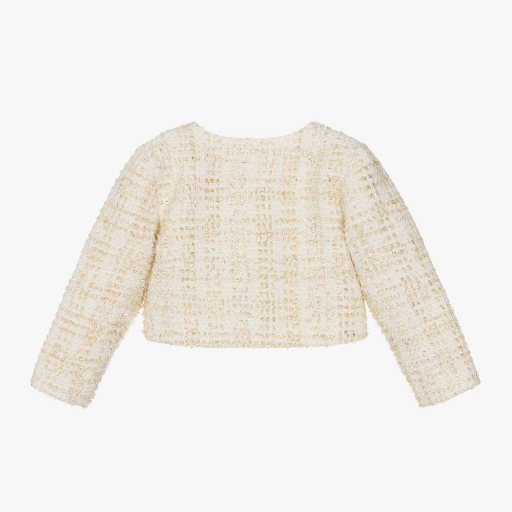 Patachou-Золотое блестящее пальто из твида для девочек | Childrensalon Outlet