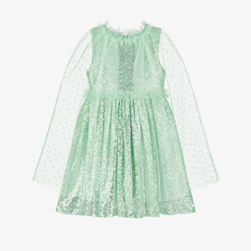 Patachou-فستان كاب أخضر براق للبنات | Childrensalon Outlet