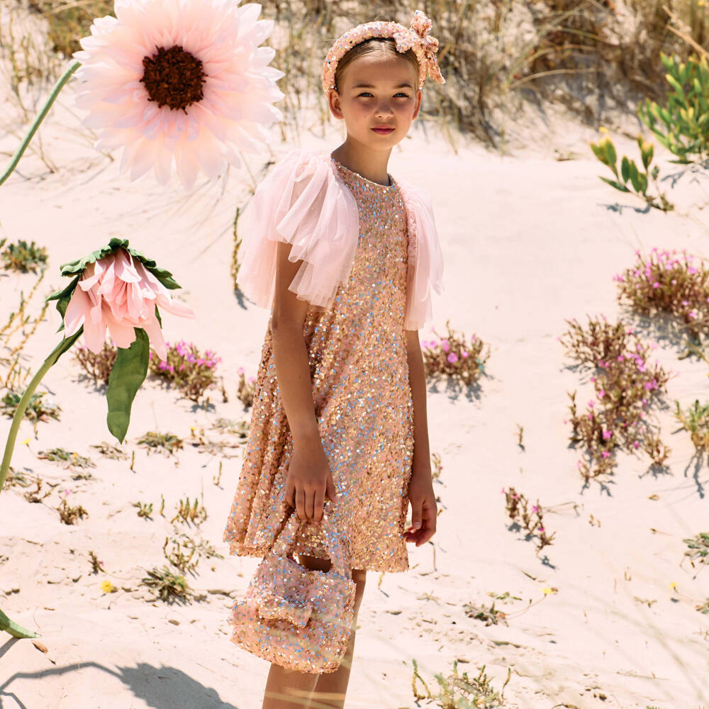 Patachou-Girls Sparkling Pink Tulle Gown | Childrensalon Outlet