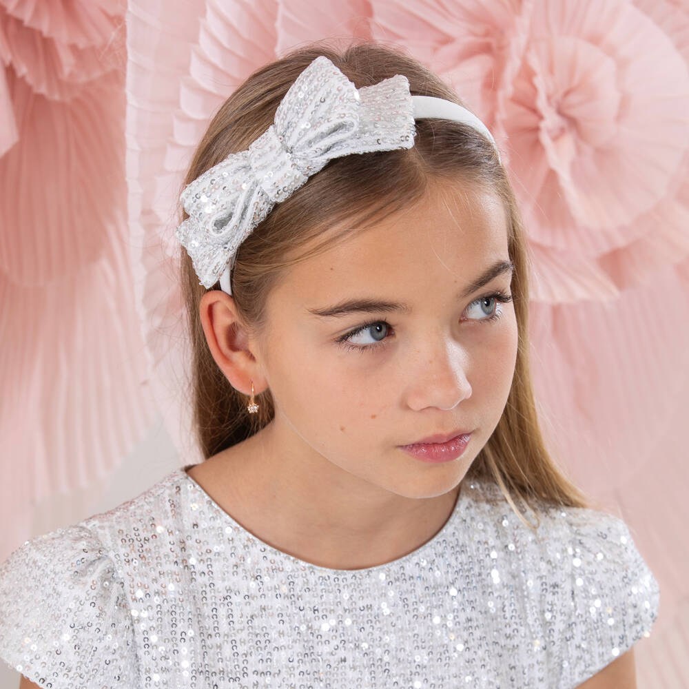 Patachou-Girls Sparkling Silver Sequin Headband | Childrensalon Outlet