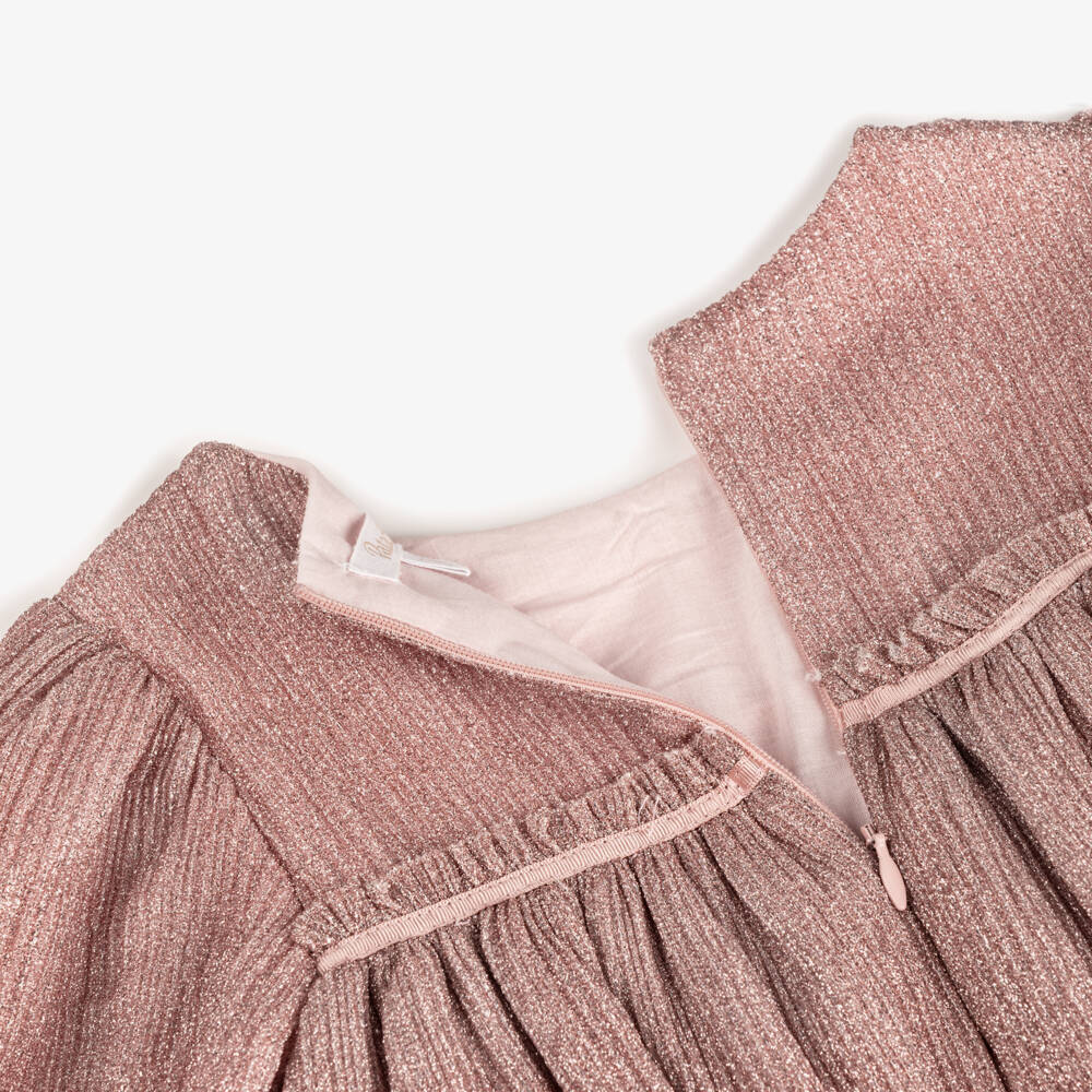 Patachou-Girls Sparkly Dusty Pink Plissé Dress | Childrensalon Outlet