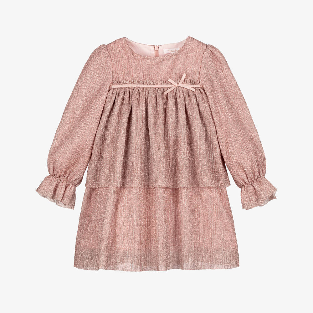 Patachou-Girls Sparkly Dusty Pink Plissé Dress | Childrensalon Outlet
