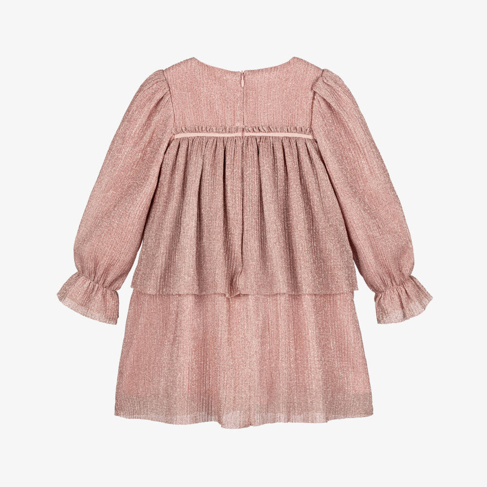 Patachou-Girls Sparkly Dusty Pink Plissé Dress | Childrensalon Outlet