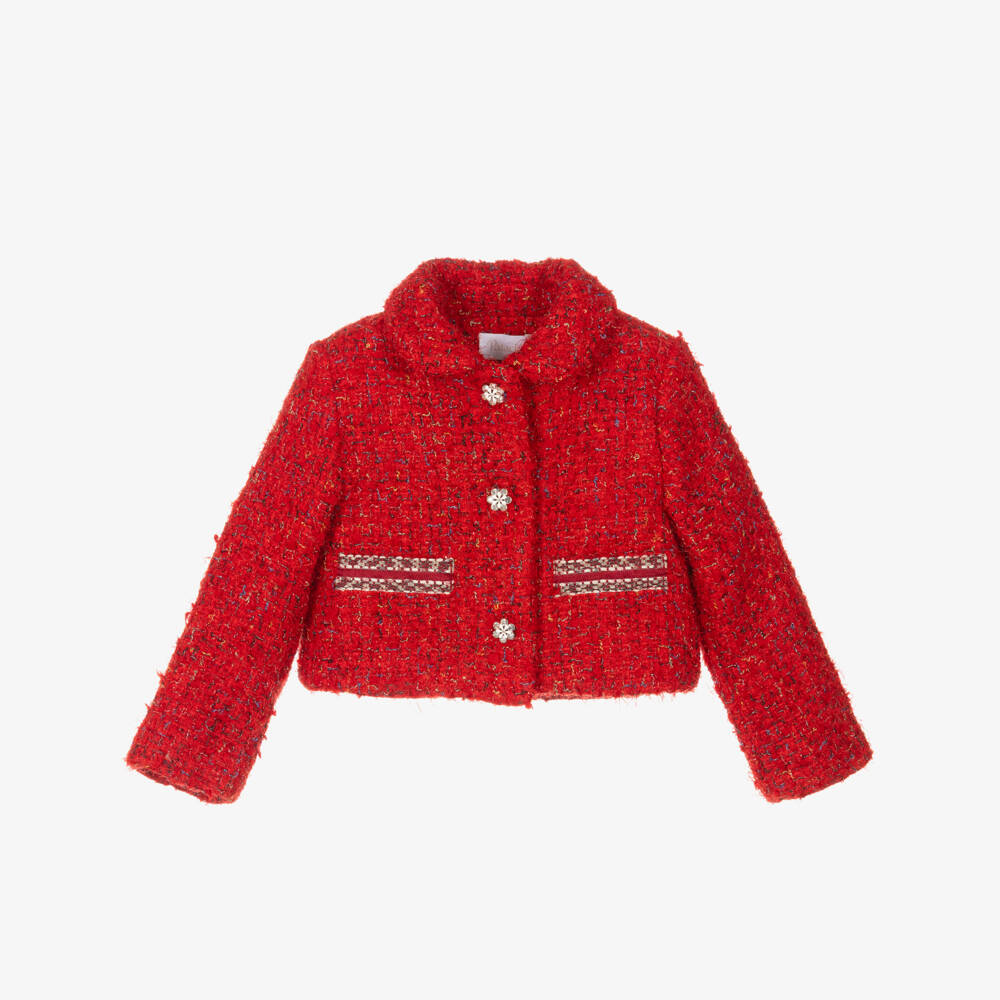 Patachou-Жакет из твида ярко-красный для девочек | Childrensalon Outlet