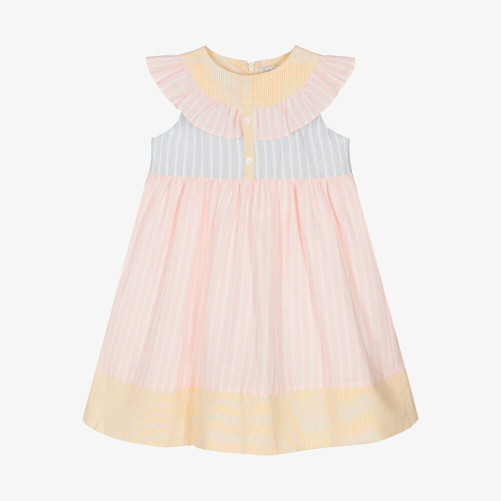 Patachou - Girls Striped Cotton & Linen Dress | Childrensalon