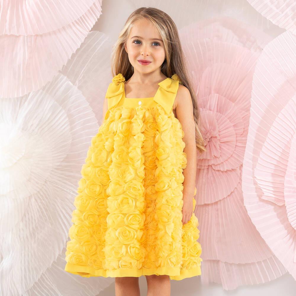 Patachou-Солнечное 3D цветочное платье из тюля для девочек | Childrensalon Outlet