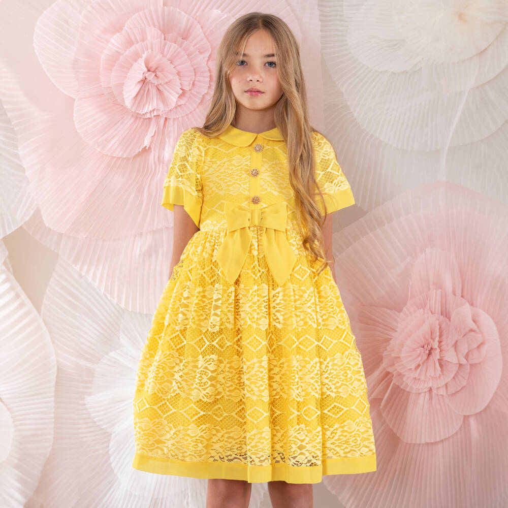 Patachou-Girls Sunshine Guipure Lace Frock | Childrensalon Outlet