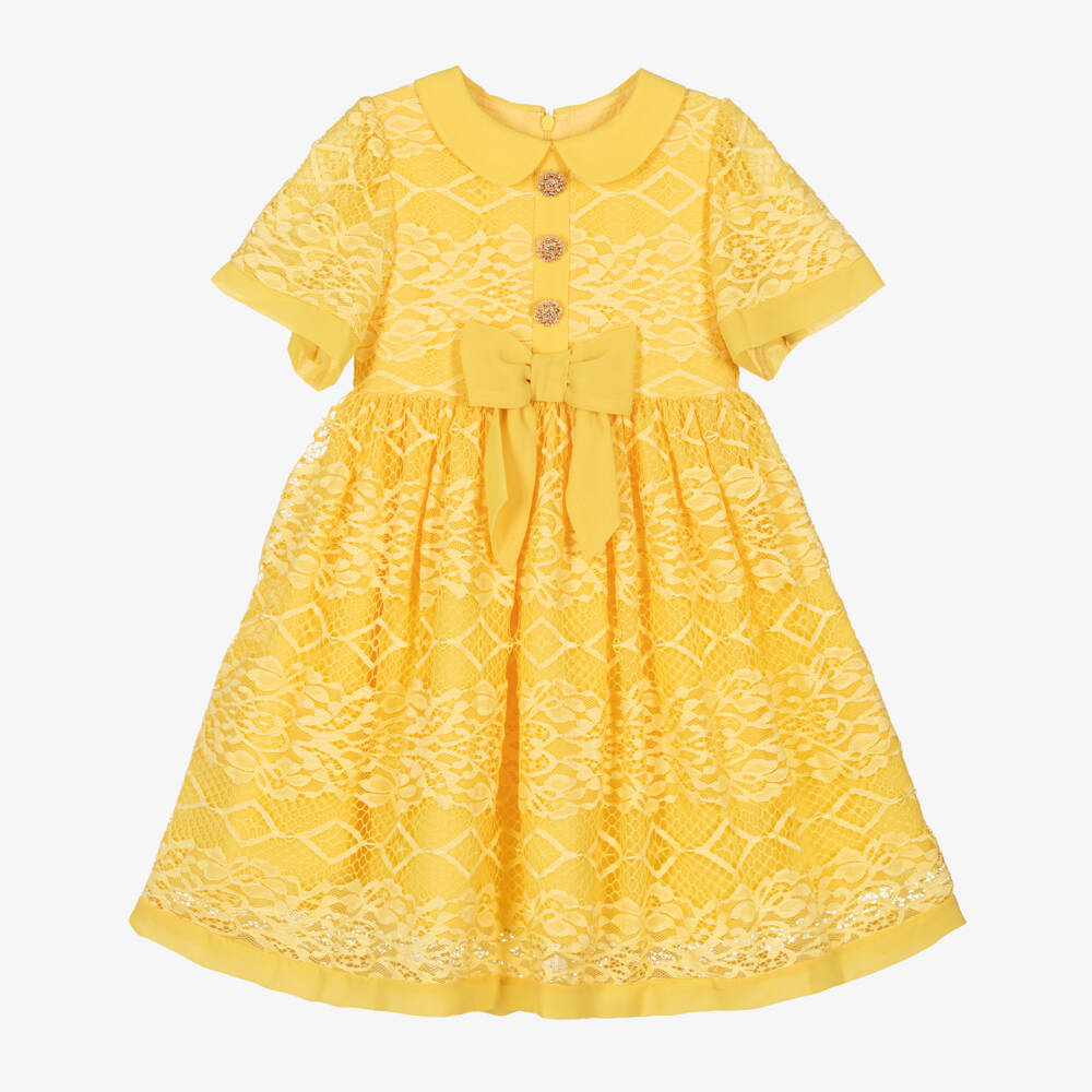 Patachou-Girls Sunshine Guipure Lace Frock | Childrensalon Outlet