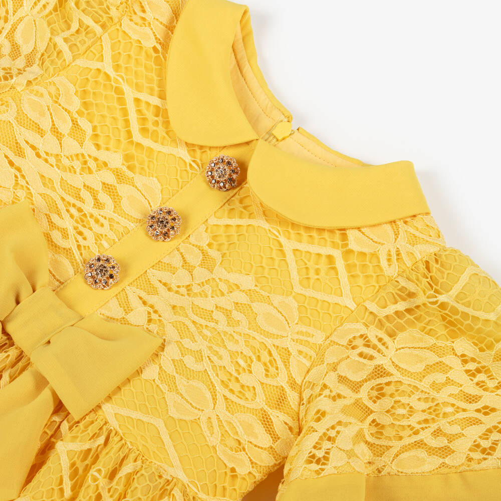 Patachou-Girls Sunshine Guipure Lace Frock | Childrensalon Outlet