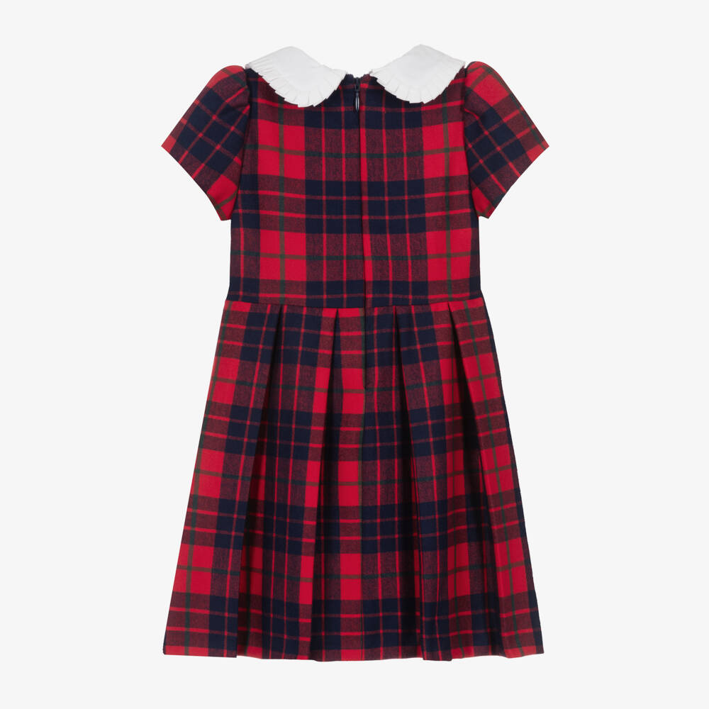 Patachou-Girls Tartan Collar Bow Dress | Childrensalon Outlet