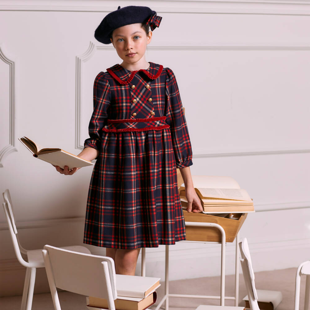 Patachou-Girls Tartan Long Sleeve Dress | Childrensalon Outlet