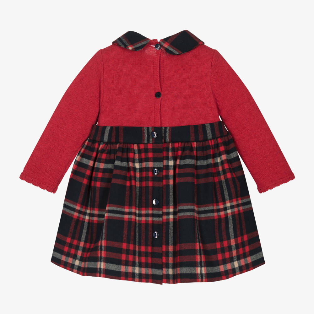 Patachou-Girls Tartan Red Knitted Dress | Childrensalon Outlet