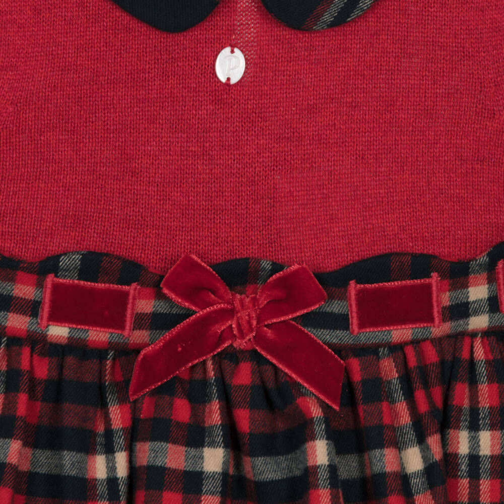 Patachou-Girls Tartan Red Knitted Dress | Childrensalon Outlet