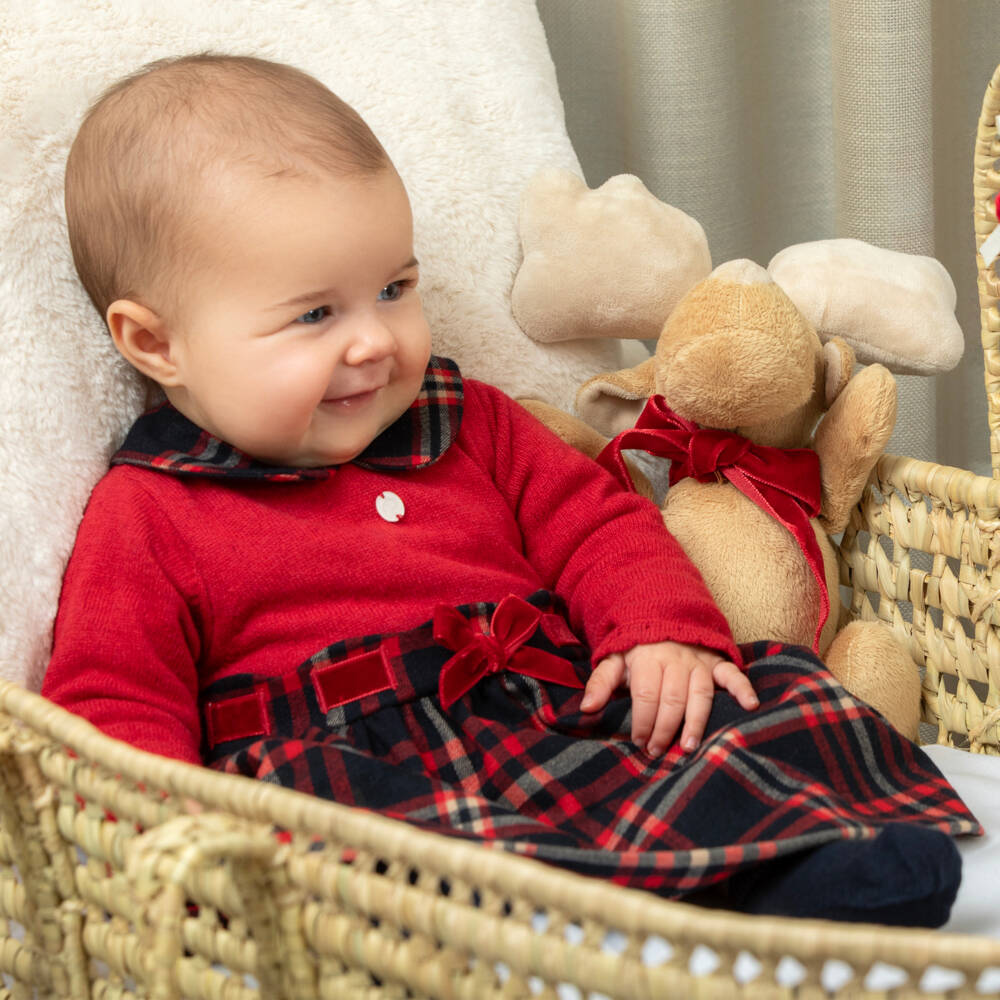 Patachou-Girls Tartan Red Knitted Dress | Childrensalon Outlet