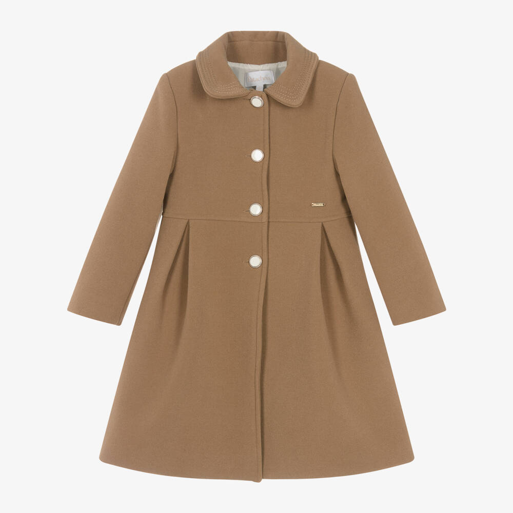 Patachou-Girls Taupe Shawl Collar Coat | Childrensalon Outlet