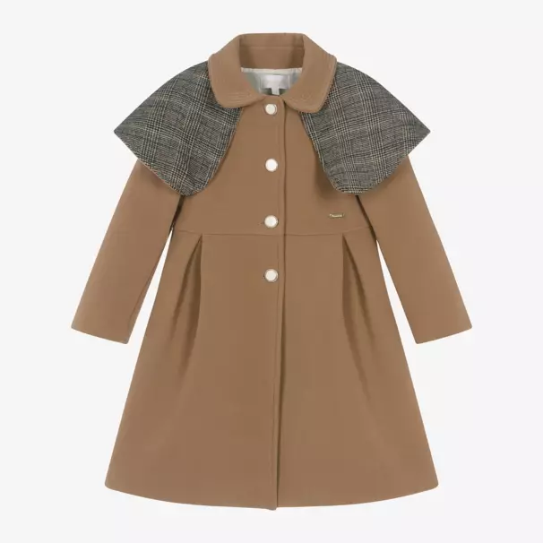 Patachou-Girls Taupe Shawl Collar Coat | Childrensalon Outlet
