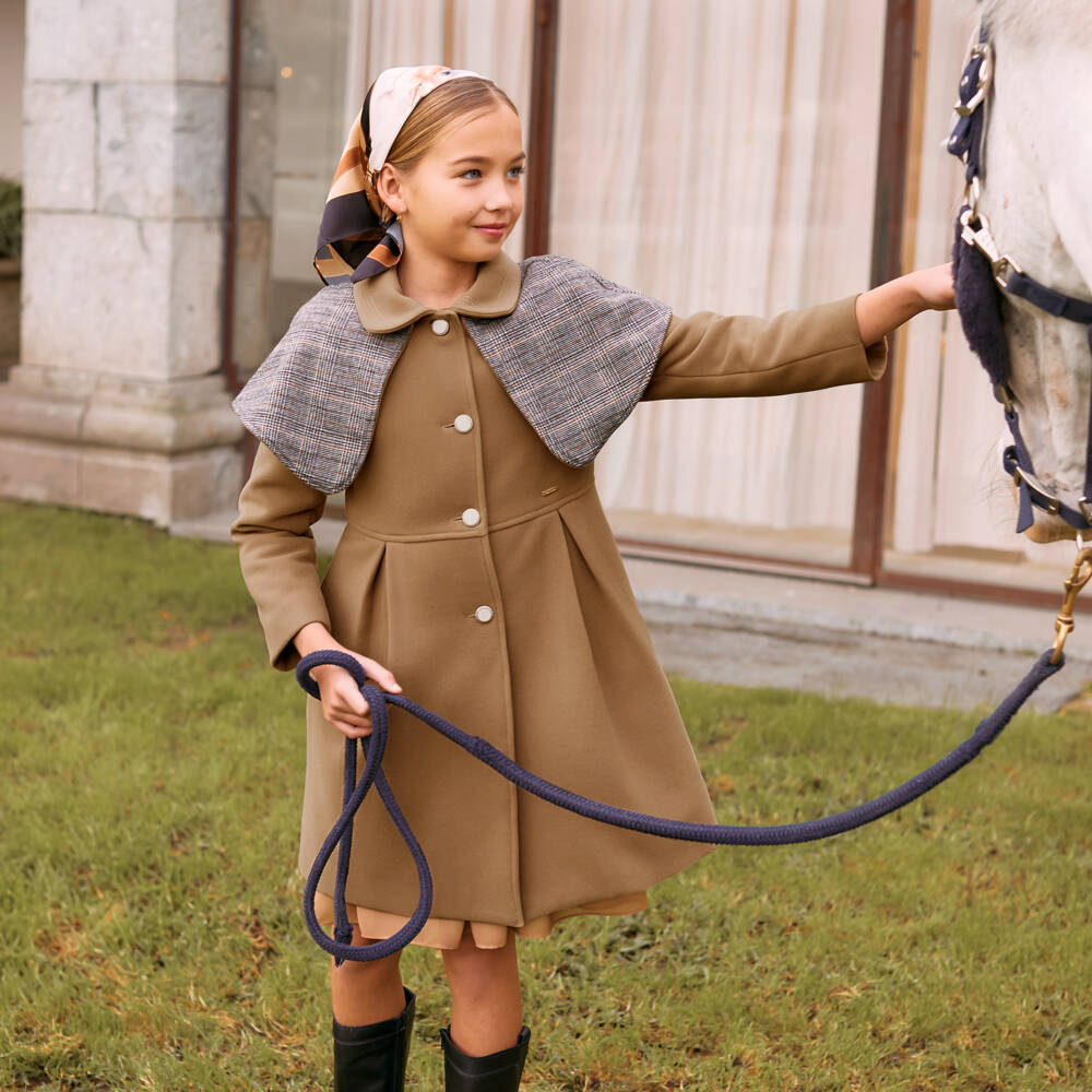 Patachou-Girls Taupe Shawl Collar Coat | Childrensalon Outlet