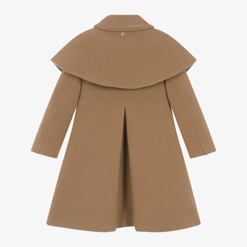 Patachou-Girls Taupe Shawl Collar Coat | Childrensalon Outlet