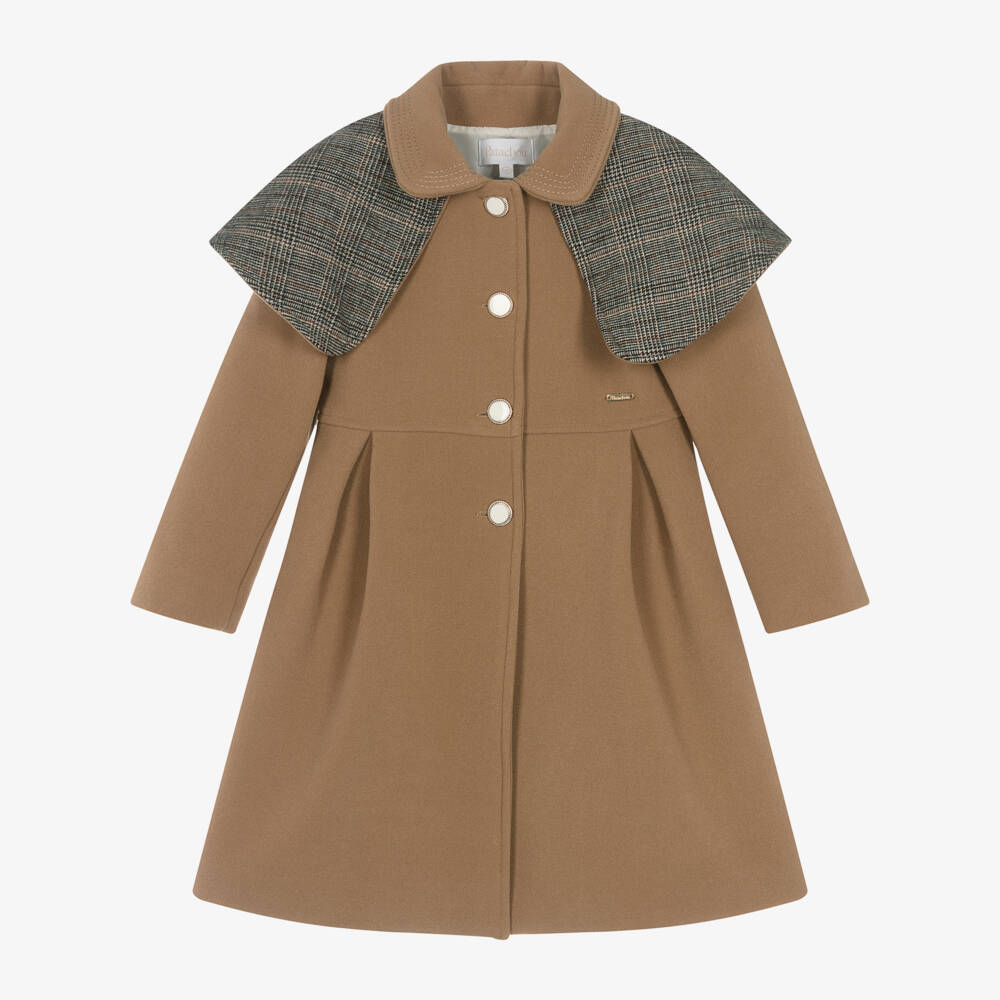 Patachou-Girls Taupe Shawl Collar Coat | Childrensalon Outlet