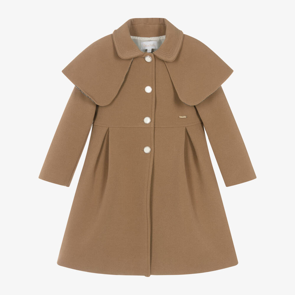 Patachou-Girls Taupe Shawl Collar Coat | Childrensalon Outlet