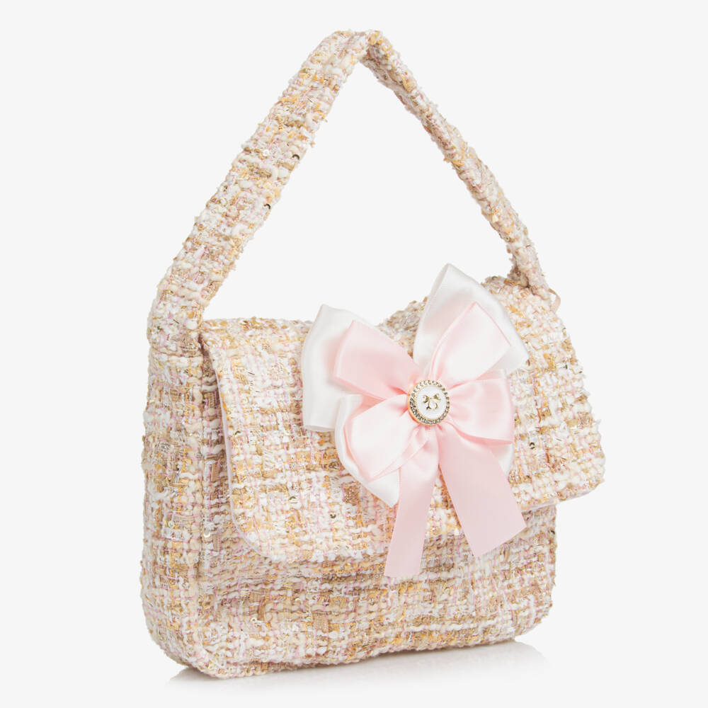 Patachou-Girls Textured Tweed Beige Purse | Childrensalon Outlet
