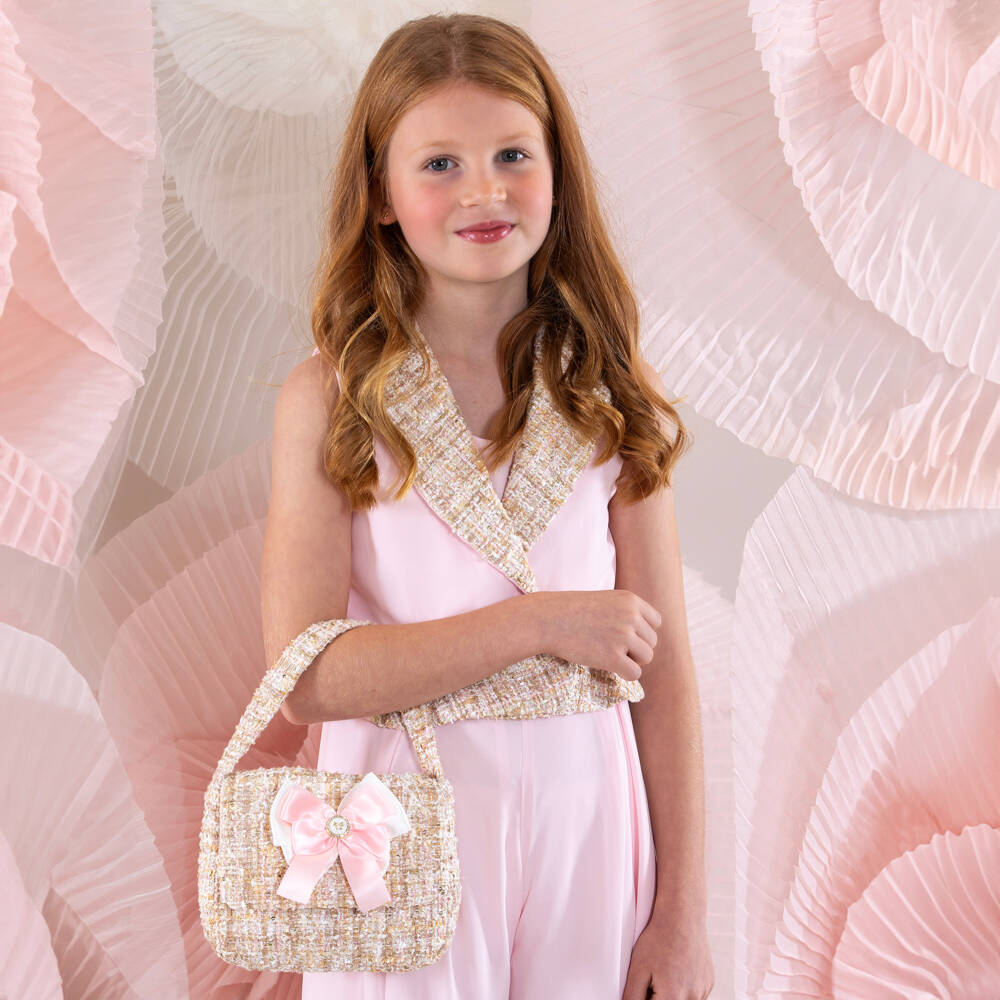 Patachou-Girls Textured Tweed Beige Purse | Childrensalon Outlet