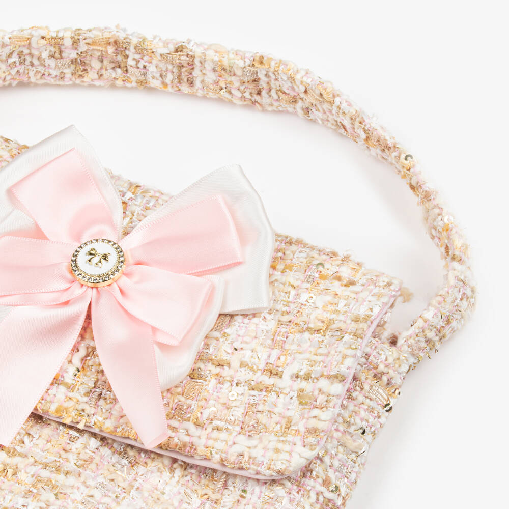Patachou-Girls Textured Tweed Beige Purse | Childrensalon Outlet