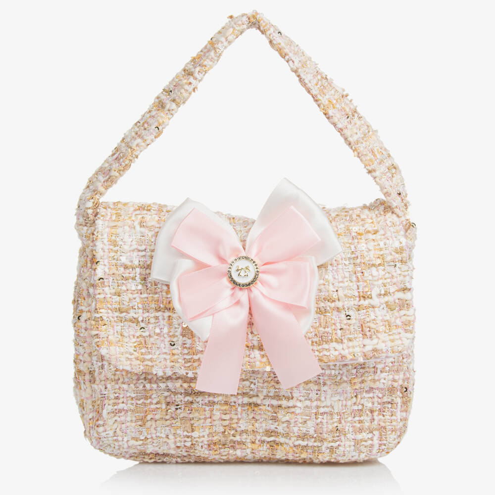 Patachou-Girls Textured Tweed Beige Purse | Childrensalon Outlet