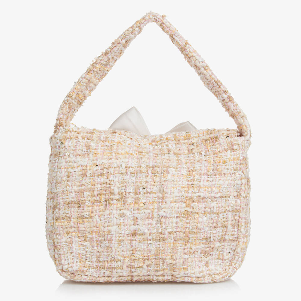 Patachou-Girls Textured Tweed Beige Purse | Childrensalon Outlet