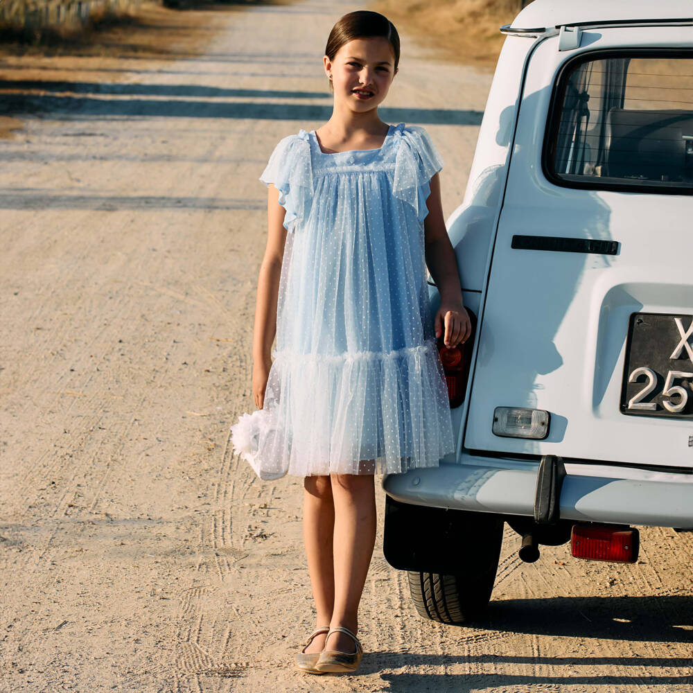 Patachou-Girls Tulle Delight Blue Dress | Childrensalon Outlet
