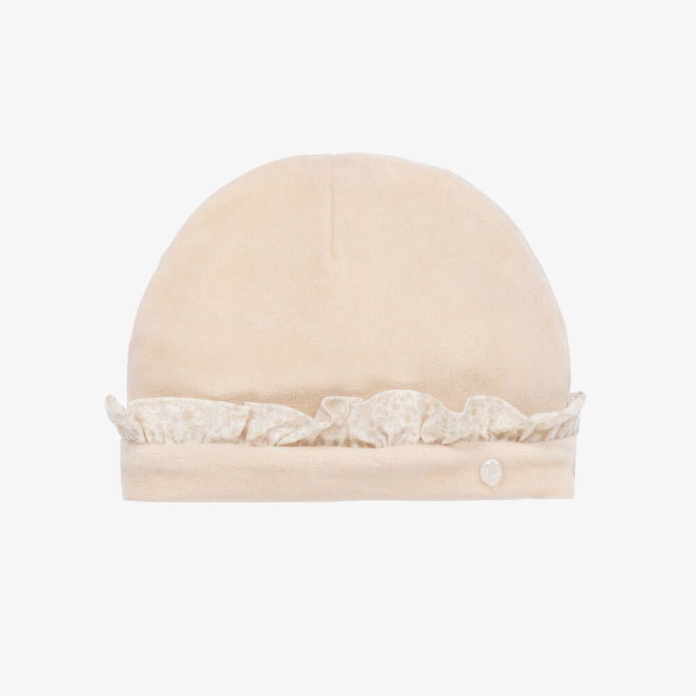 Patachou-Girls Velour Beige Bonnet | Childrensalon Outlet