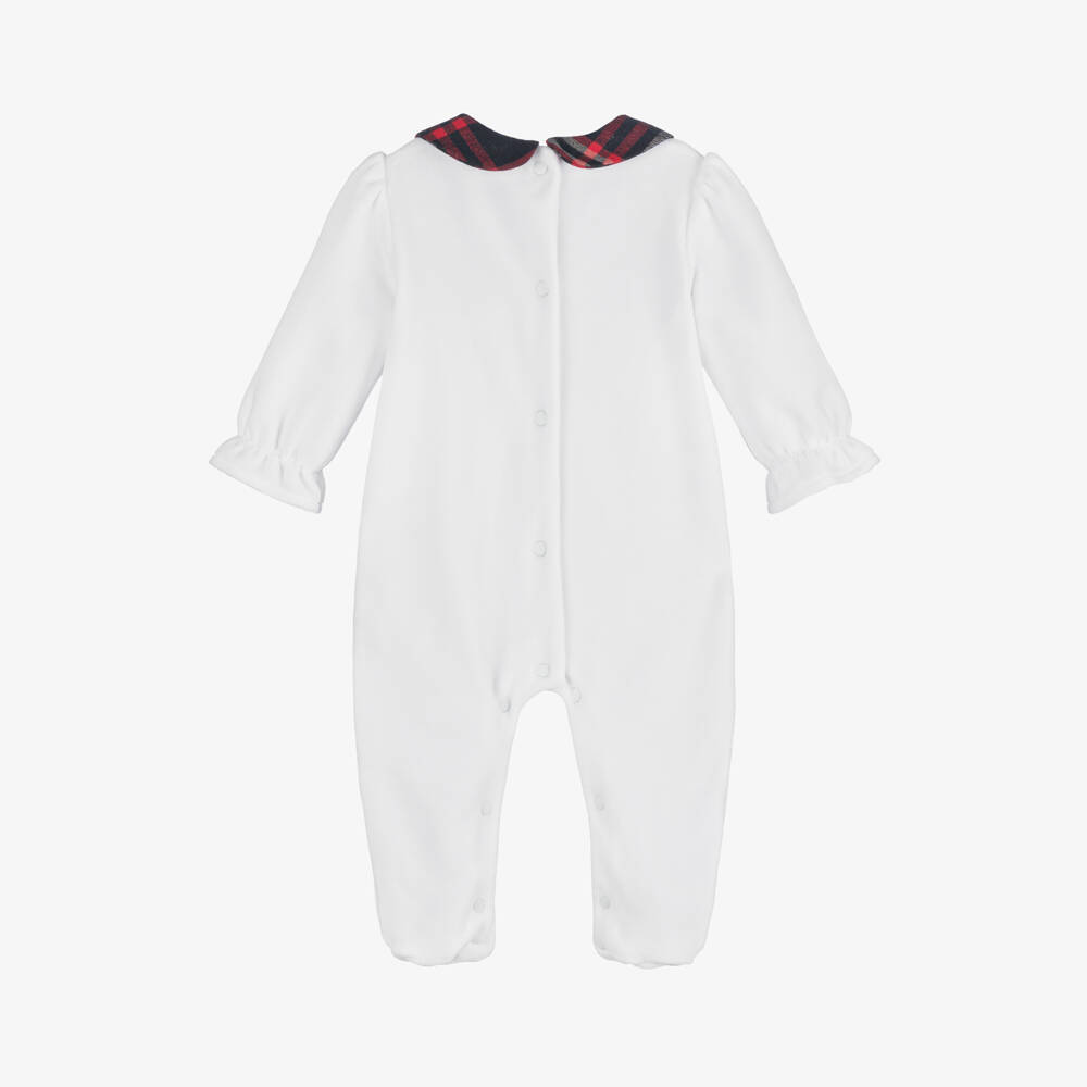 Patachou-أفرول بيبي غرو تارتان وقطيفة لون أبيض | Childrensalon Outlet