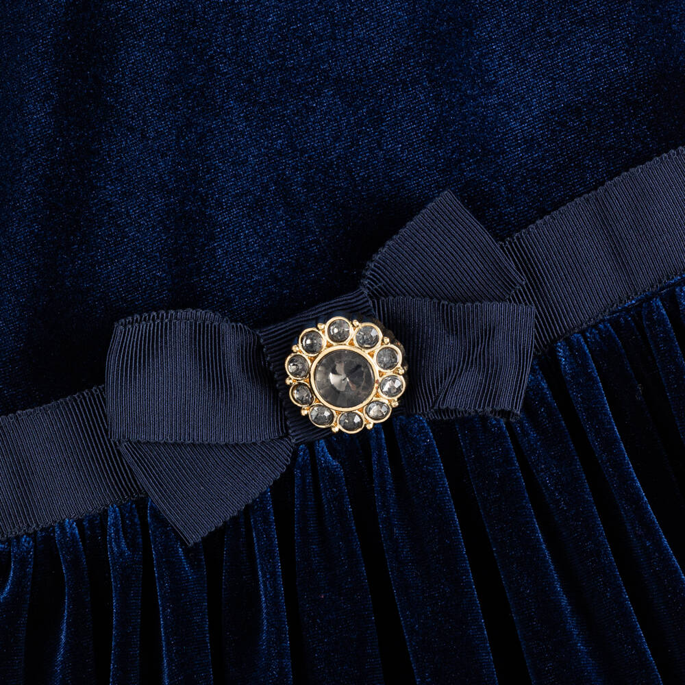 Patachou-Girls Velvet Dress with Lace Collar | Childrensalon Outlet