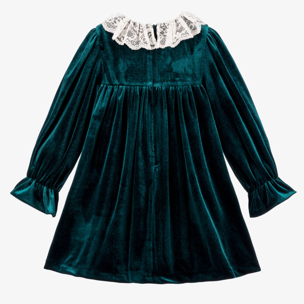 Patachou-Зеленое платье из велюра для девочек | Childrensalon Outlet