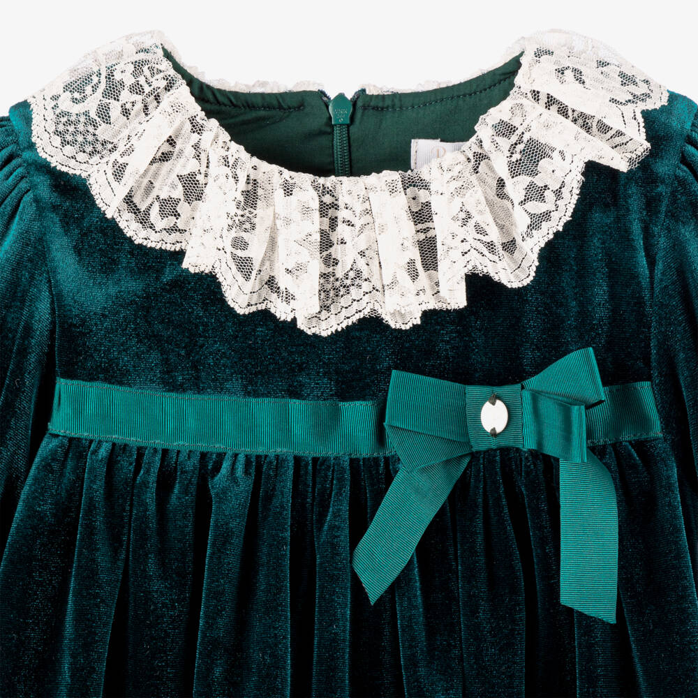 Patachou-Зеленое платье из велюра для девочек | Childrensalon Outlet