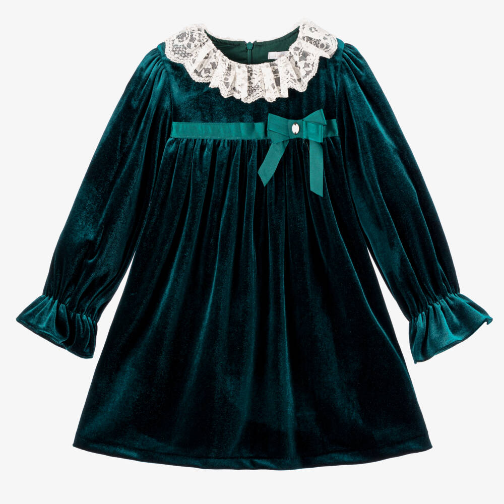 Patachou-Зеленое платье из велюра для девочек | Childrensalon Outlet