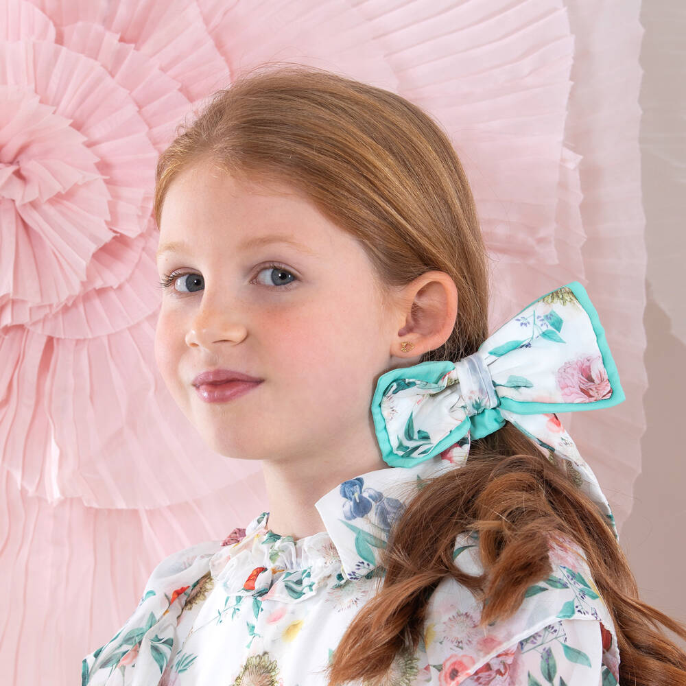Patachou-Girls Verdant Blossom Bow Elastic | Childrensalon Outlet