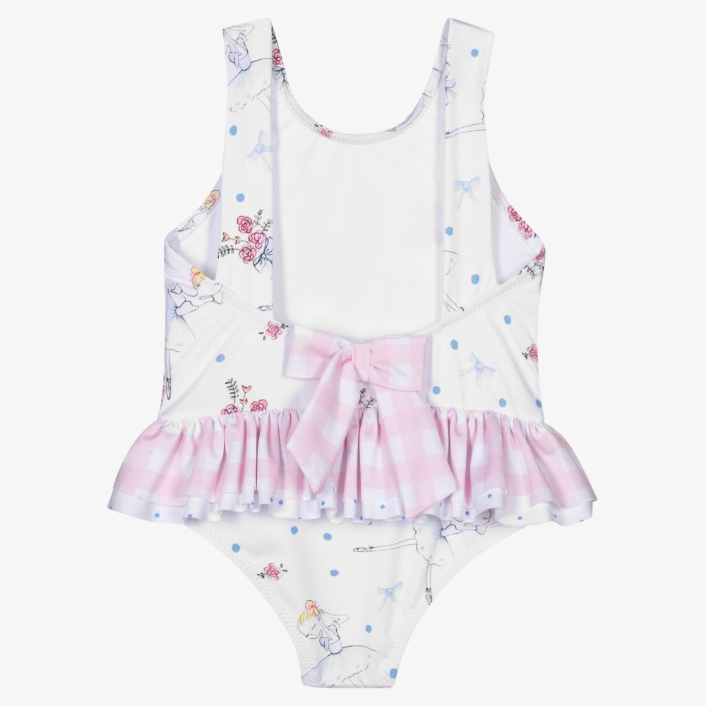 Patachou-Girls White Ballerina Swimsuit | Childrensalon Outlet
