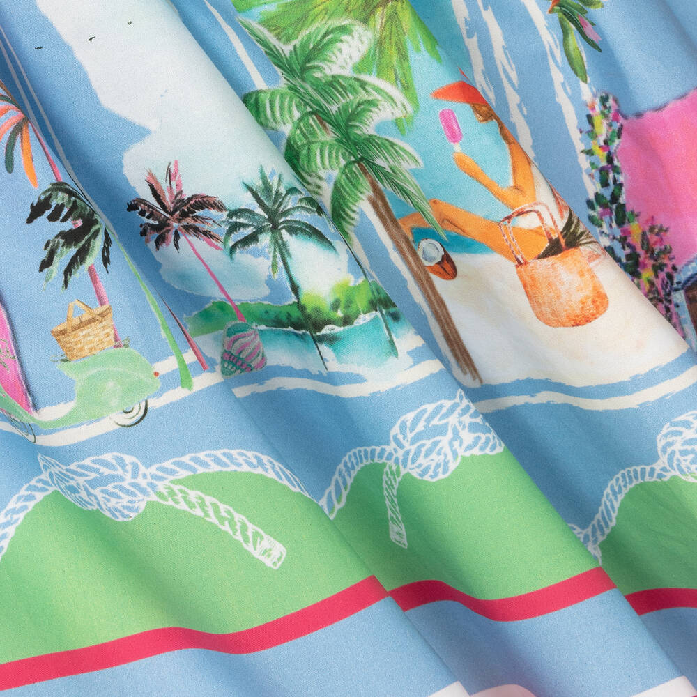 Patachou-Бело-голубое хлопковое платье | Childrensalon Outlet