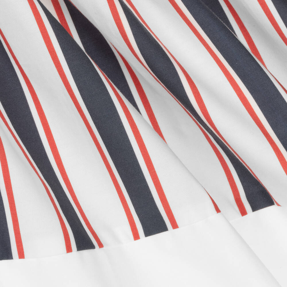 Patachou-Girls White & Blue Cotton Dress | Childrensalon Outlet